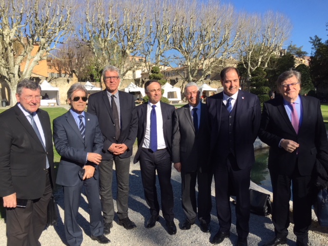 Robert Beneventi, Maire d'Ollioules, Jean Pierre Galvez, Président de la CRMA PACA, Roland Constant, 1er Adjoint au Maire de Cagnes sur Mer & Délégué régional VMA pour la région PACA, Philippe Huppé, Président de VMA, Jean Paul Lefevre, Conseiller municipal d'Ollioules & Délégué régional VMA pour la région PACA, Mohamed Laqhila, Député du Pays d'Aix en Provence, Philippe de Saint Do, Conseiller municipal d'Aix en Provence