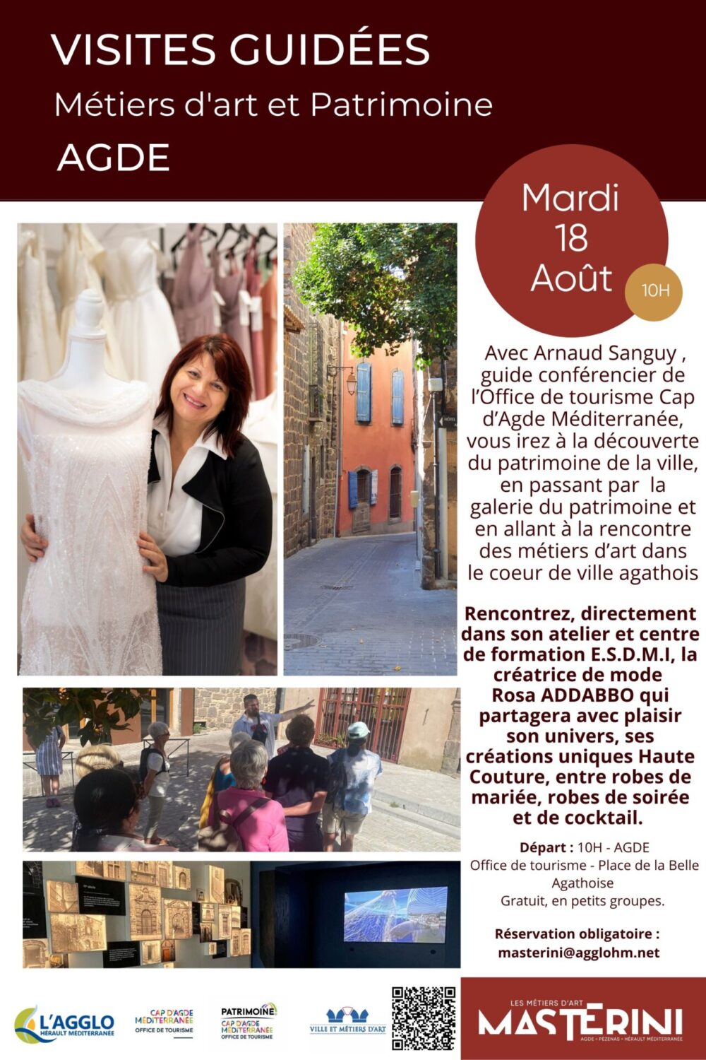 affiche visites guidées métiers d'art et patrimoine août 2026